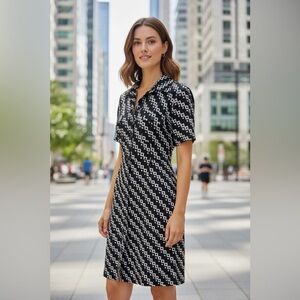 Black/White Diamond Midi Dress Size 10 Retro, mod style, Vintage-Inspired